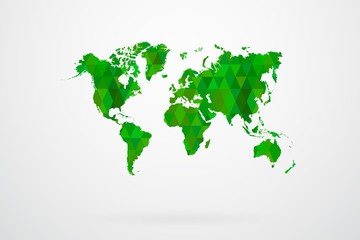 Green Mosaic Tiles World Map Vector Illustration Abstract