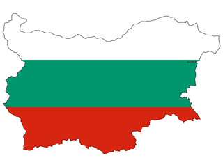 Vector map with the flag inside - Bulgaria.