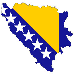 Vector map with the flag inside - Bosnia & Herzegovina.