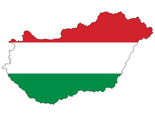 Vector map with the flag inside - Hungary.