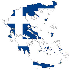 Vector map with the flag inside - Greece.