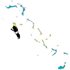 Obraz premium Vector map with the flag inside - Bahamas.