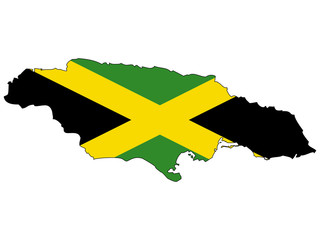 Vector map with the flag inside - Jamaica.