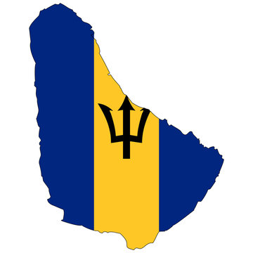 Vector map with the flag inside - Barbados.