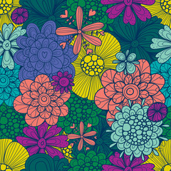 Colorful seamless pattern with flowers.