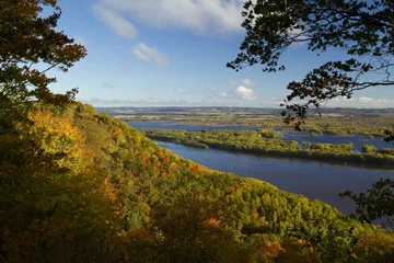 Zelfklevend Fotobehang Autumn River Bluff Scenic © johnsroad7