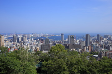 Fototapeta na wymiar Kobe city view from venus bridge in Japan