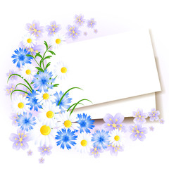 Background with paper and flowers