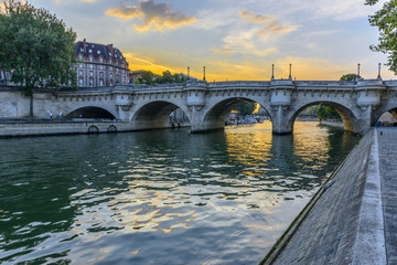Pont Neuf at sunset in Paris, France
