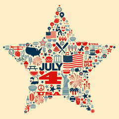 4th of July icon collage illustration T-shirt design