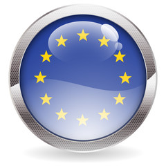 Gloss Button with EU Flag
