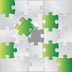 Fototapeta premium green and grey puzzle pieces illustration