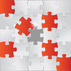 red and grey puzzle pieces illustration design