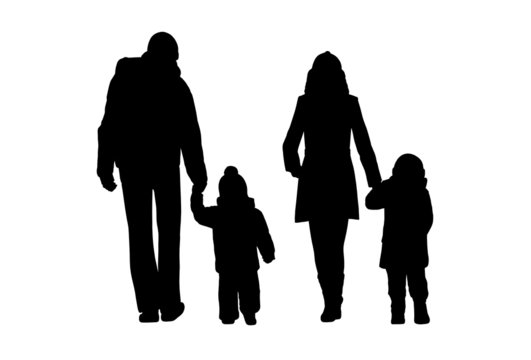 family walking outdoor silhouettes set 1