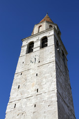 historic high Bell Tower of the town of AQUILEIA seen from below