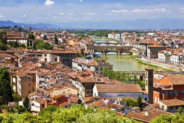 Panorama of Florence with famous bridge Ponte Vecchio