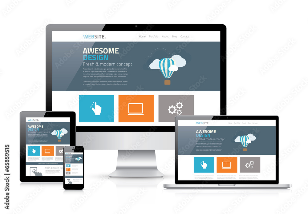 Fototapete modern flat web design in responsive website vector