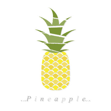 Vector of fruit, pineapple icon on isolated white background