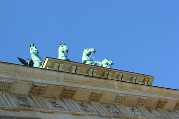 Detailansicht der Quadriga auf dem Brandenburger Tor in Berlin