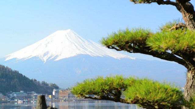 Mt. Fuji rises above Lake Kawaguchi