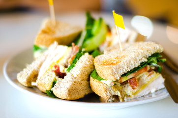 Group of club sandwiches