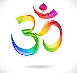 Abstract colorful OM sign over white - obrazy, fototapety, plakaty