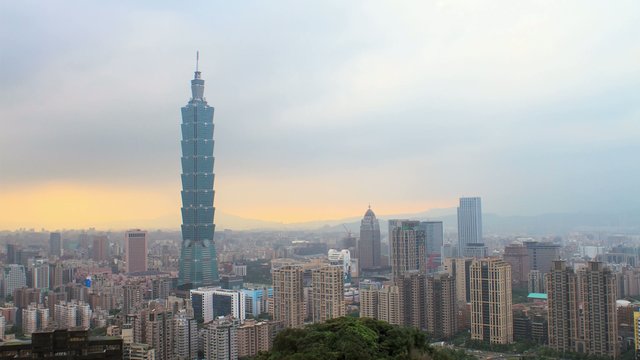 Time lapse of Skyline of Xinyi District in Taipei