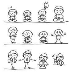 hand drawing cartoon character happy life