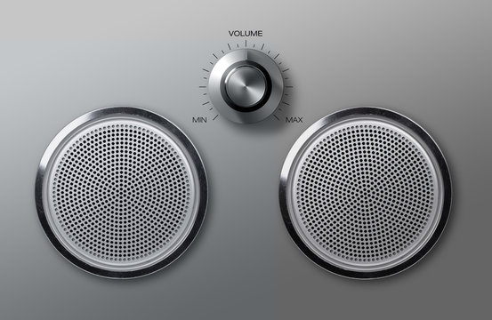 Realistic metal loudspeakers with volume knob