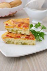 Omelet with vegetables and cheese crust