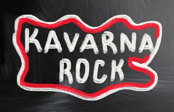 kavarna rock handwritten with chalk on a blackboard