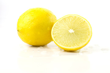 Fresh lemon, lime  slice isolated on a white background