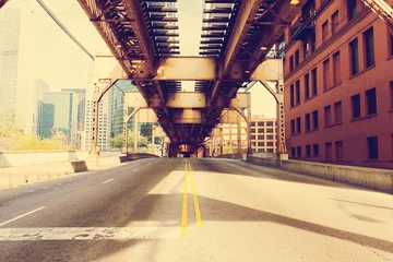 Gordijnen Chicago Bridge - Vintage Picture Effect © maksymowicz