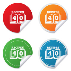 Cookbook sign icon. 40 Recipes book symbol.