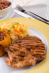 Steak with rice stuffed peppers
