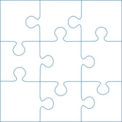 Puzzle template 9 pieces vector