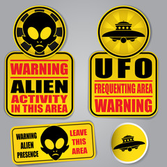 Fototapeta premium Warning Alien UFO Signs