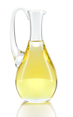 Rapeseed oil isolated over white.