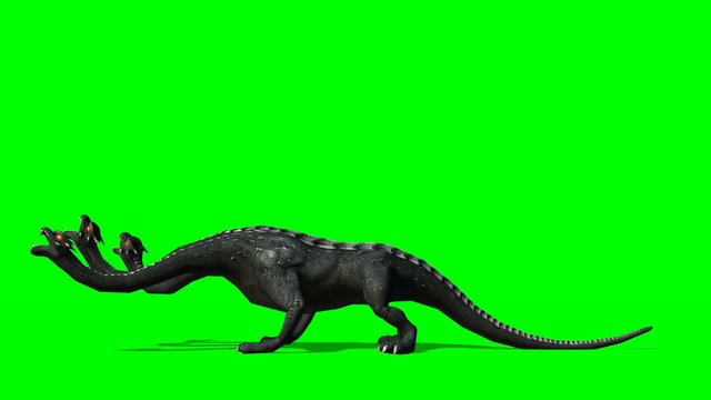 Hydra mystical water snake roars - green screen