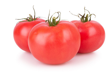 three ripe tomato isolated