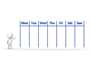 Obraz na płótnie Canvas 3D Character Showing Calendar for Week