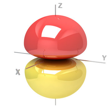 Shape of the 2Pz atomic orbital on white background. Available o