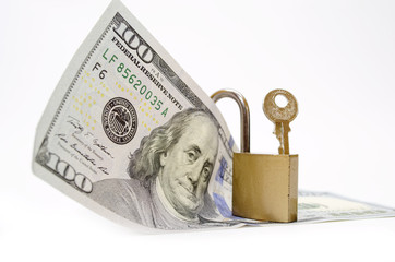 Dollar bill with padlock