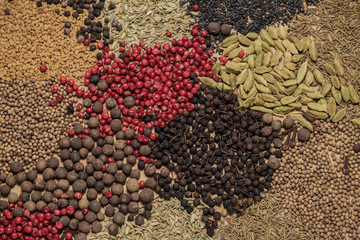Spices scattering on the table