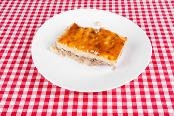 potato pie on a white plate