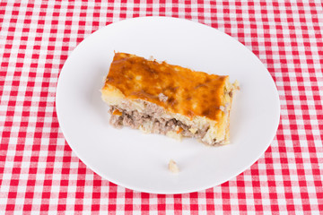 potato pie on a white plate