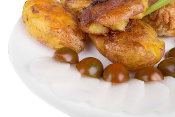 baked potato and minced chicken cutlet