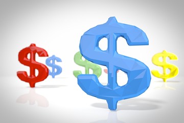 low poly 3d scene with United States Dollar sign