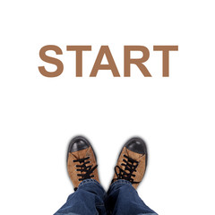 Pair of shoes standing on white background