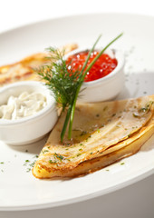 Pancakes with Red Caviar